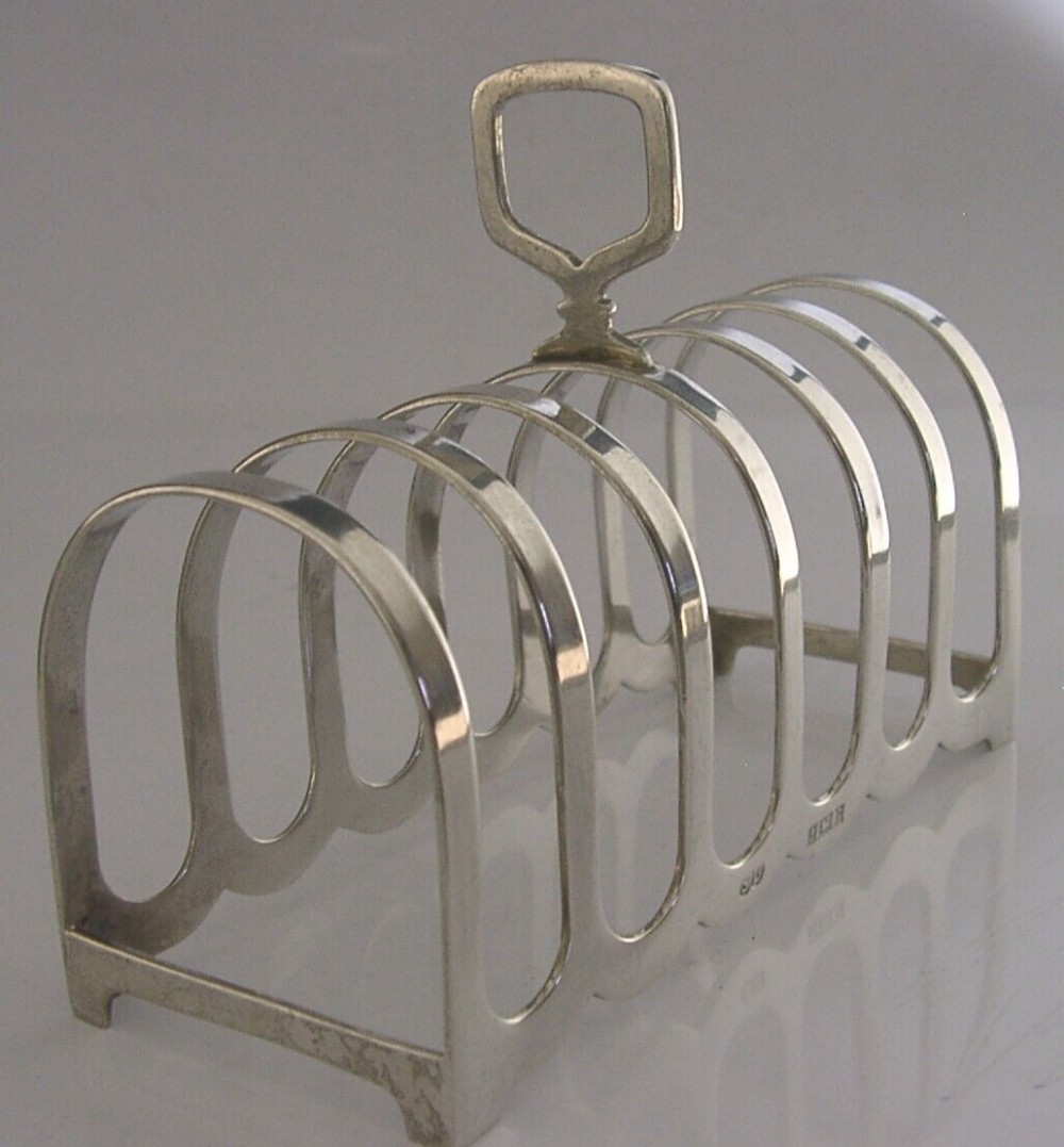 ENGLISH SOLID STERLING SILVER SIX SLICE TOAST RACK 1958