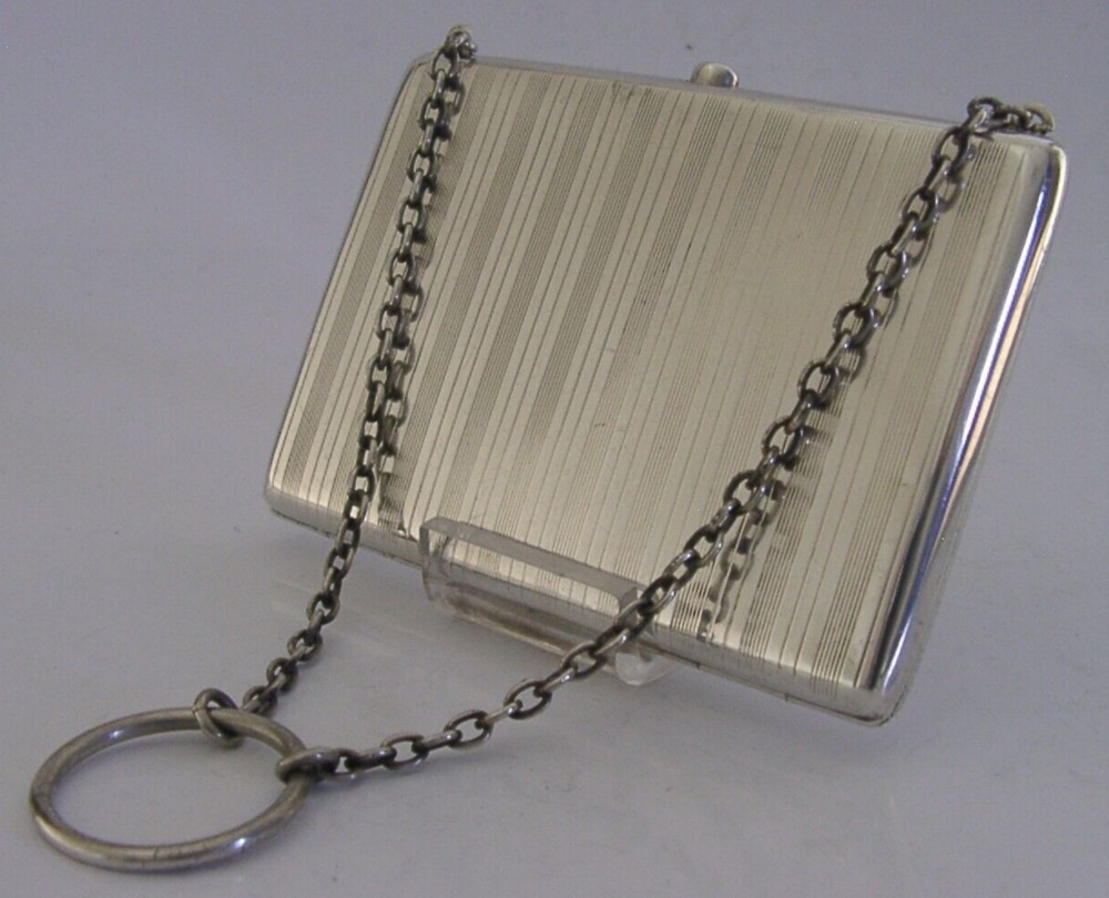 UNUSUAL BEAUTIFUL ENGLISH SOLID STERLING SILVER CARD CASE 1909 ANTIQUE 112g