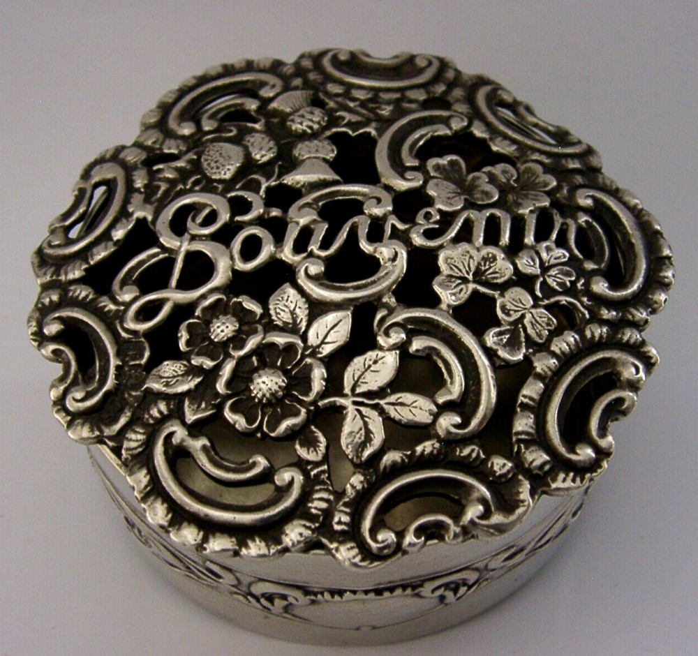 V RARE ENGLISH STERLING SILVER POTPOURRI POT 1901 CORONATION SOUVENIR ROYALTY