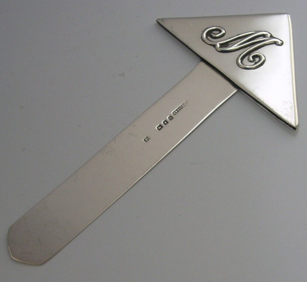 STUNNING LARGE ENGLISH STERLING SILVER BOOKMARK ANTIQUE 1919 ANTIQUE ART DECO
