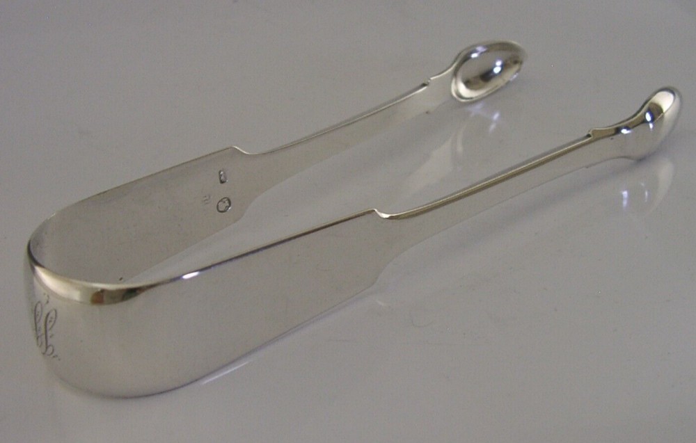 RARE PROVINCIAL YORK STERLING SILVER SUGAR TONGS 1844 ANTIQUE Barber & North