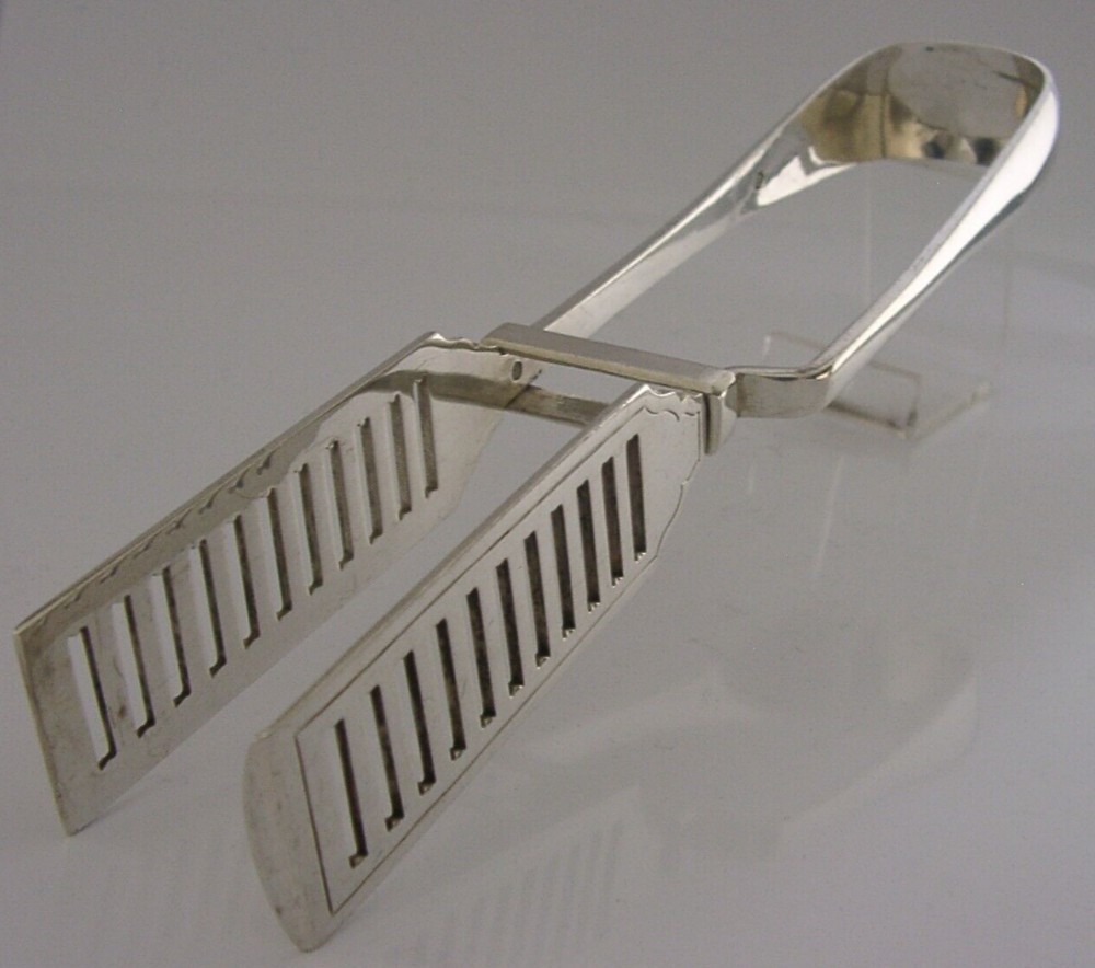 HEAVY STERLING SILVER ASPARAGUS SANDWICH VEG SERVING TONGS 1905 ANTIQUE 148