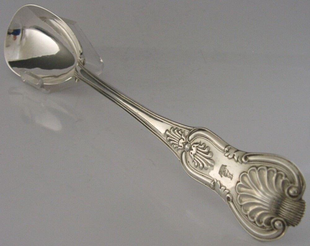 186g 12inch STERLING SILVER FARMER FAMILY CRESTED BASTING SPOON 1854 ANTIQUE