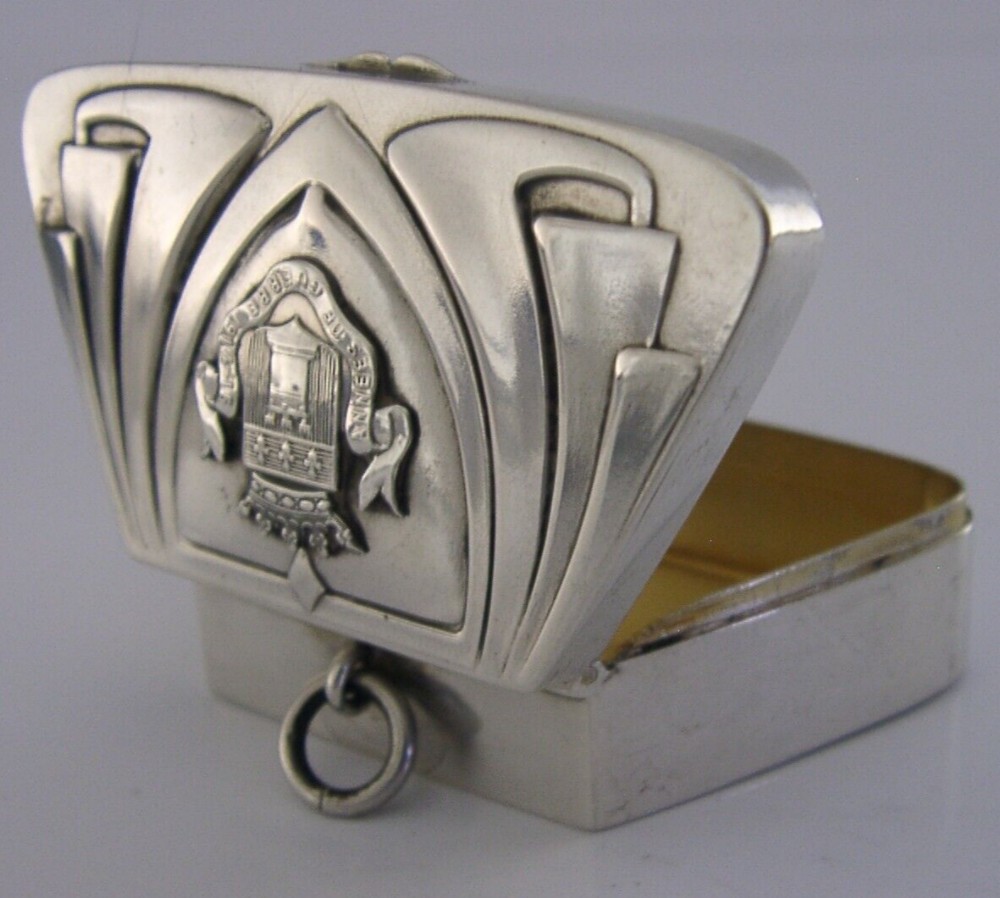 BELGIUM SOLID SILVER WWI MILITARY SNUFF BOX c1920 ANTIQUE 24g