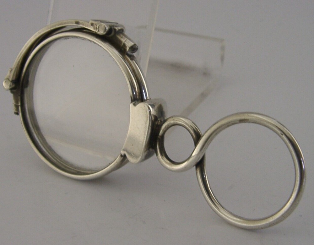 ENGLISH SOLID SILVER FOLDING GLASSES SPECTACLES LORGNETTES c1820