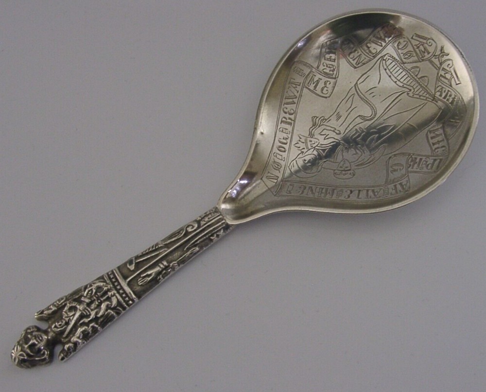 SUPERB DANISH SOLID SILVER CHRISTENING BAPTISM SPOON 1890 ANTIQUE 66g
