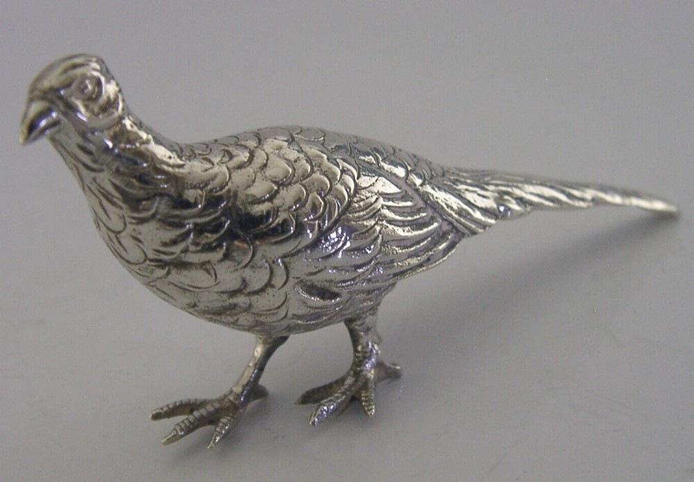 ANTIQUE SOLID STERLING SILVER PHEASANT BIRD FIGURE LONDON 1907 ANIMAL 3.5inch