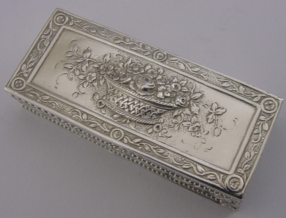 GERMAN HANAU SOLID SILVER TABLE SNUFF TRINKET BOX c1900 ANTIQUE 50g