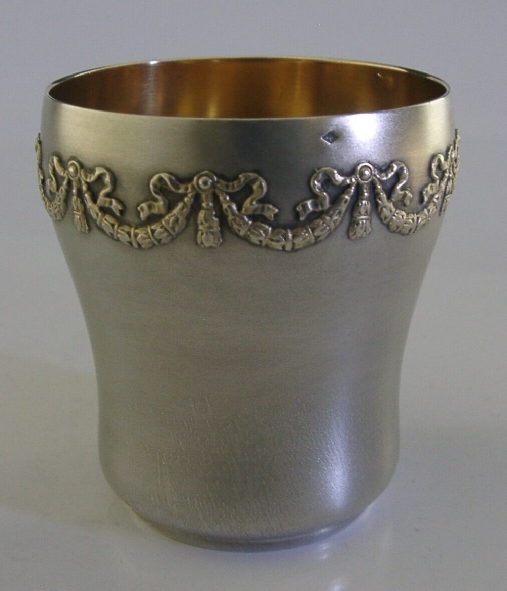 FRENCH SOLID STERLING SILVER BEAKER CUP c1900 STUNNING ANTIQUE 85g BARWARE MOLLE