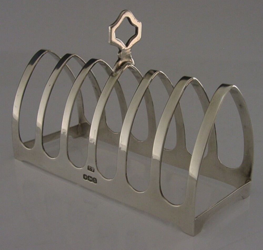 ENGLISH SOLID STERLING SILVER SIX SLICE TOAST RACK 1955 SHEFFIELD 74g
