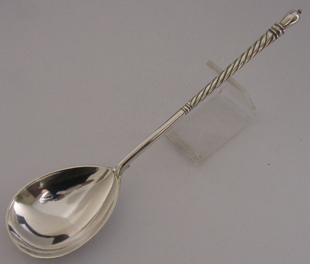BEAUTIFUL LARGE RUSSIAN 84 SOLID SILVER SERVING SPOON c1900 ANTIQUE 73g