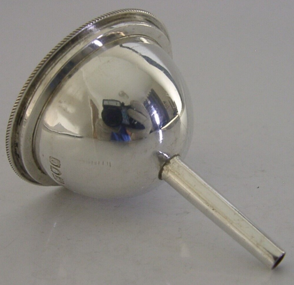 RARE ENGLISH STERLING SILVER SPIRIT HIP FLASK or MEDICAL FUNNEL VICTORIAN 1900