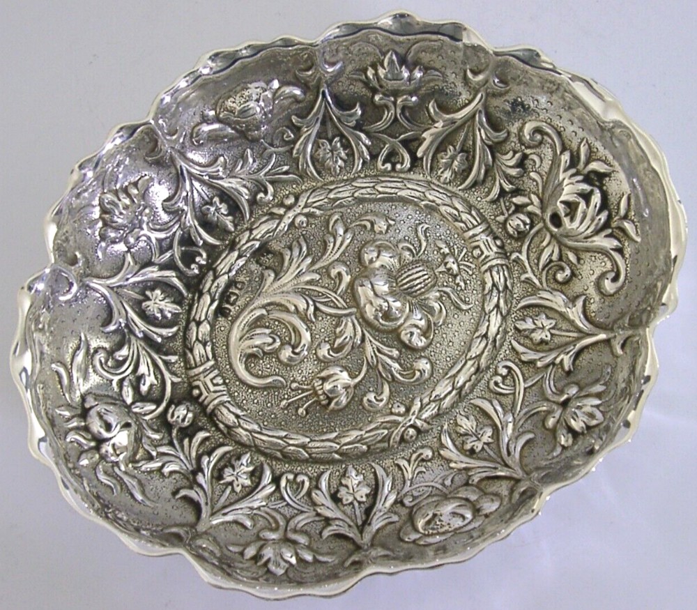BEAUTIFUL VICTORIAN ENGLISH SOLID STERLING SILVER DISH BOWL 1895 ANTIQUE