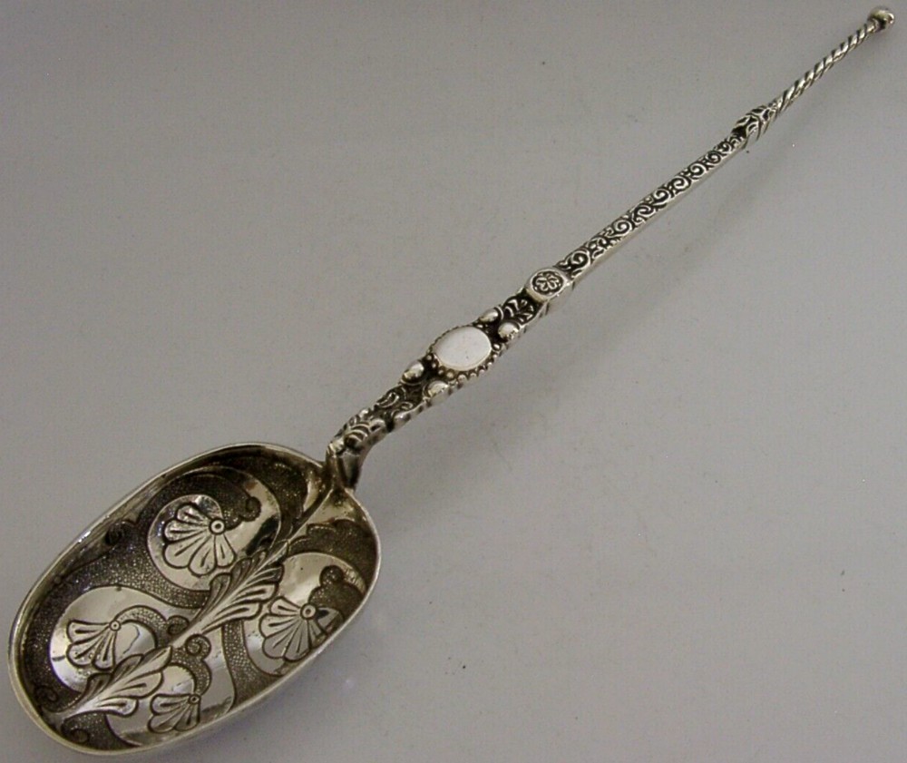 LARGE EDWARDIAN STERLING SILVER CORONATION ANOINTING BAPTISM SPOON 1908 ROYALTY
