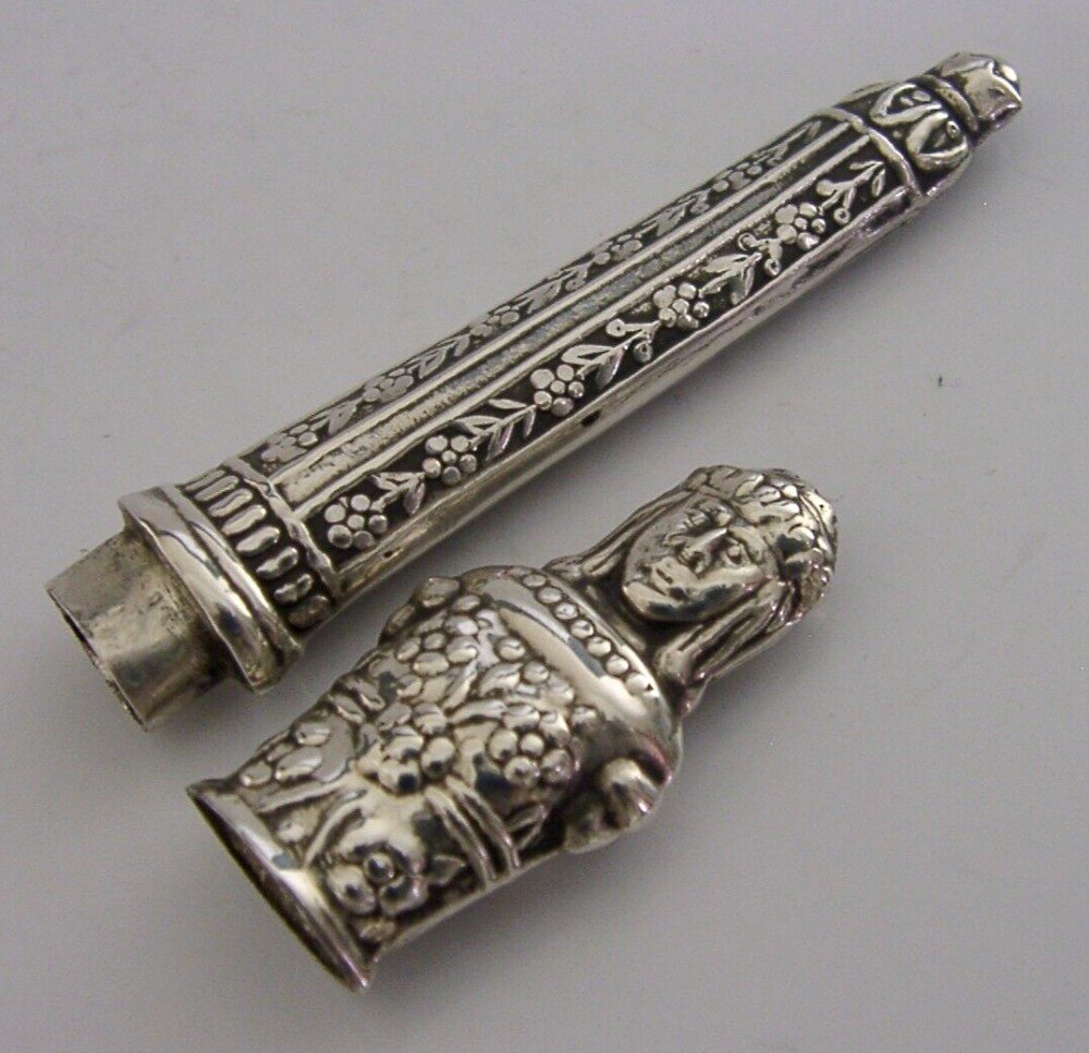 BEAUTIFUL SOLID SILVER NEEDLE CASE c1900 ANTIQUE SEWING NEEDLEWORK