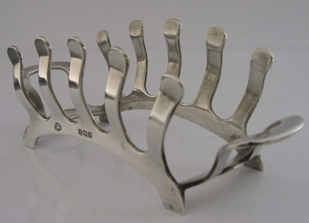 SUPERB ENGLISH STERLING SILVER TOAST RACK 1936 ANTIQUE 72g ART DECO UNUSUAL