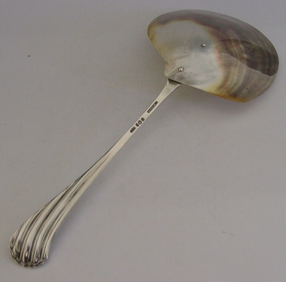 LARGE ENGLISH STERLING SILVER MOTHER of PEARL SERVER 1896 ANTIQUE 106g