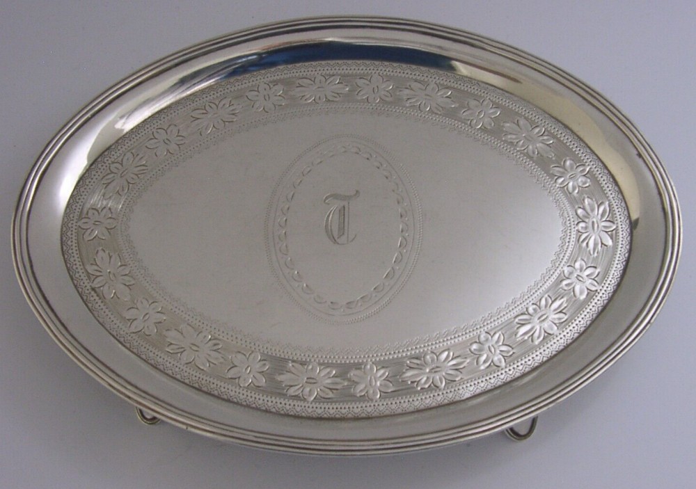 ENGLISH GEORGIAN SOLID STERLING SILVER TEA POT STAND TRAY 1787 ANTIQUE