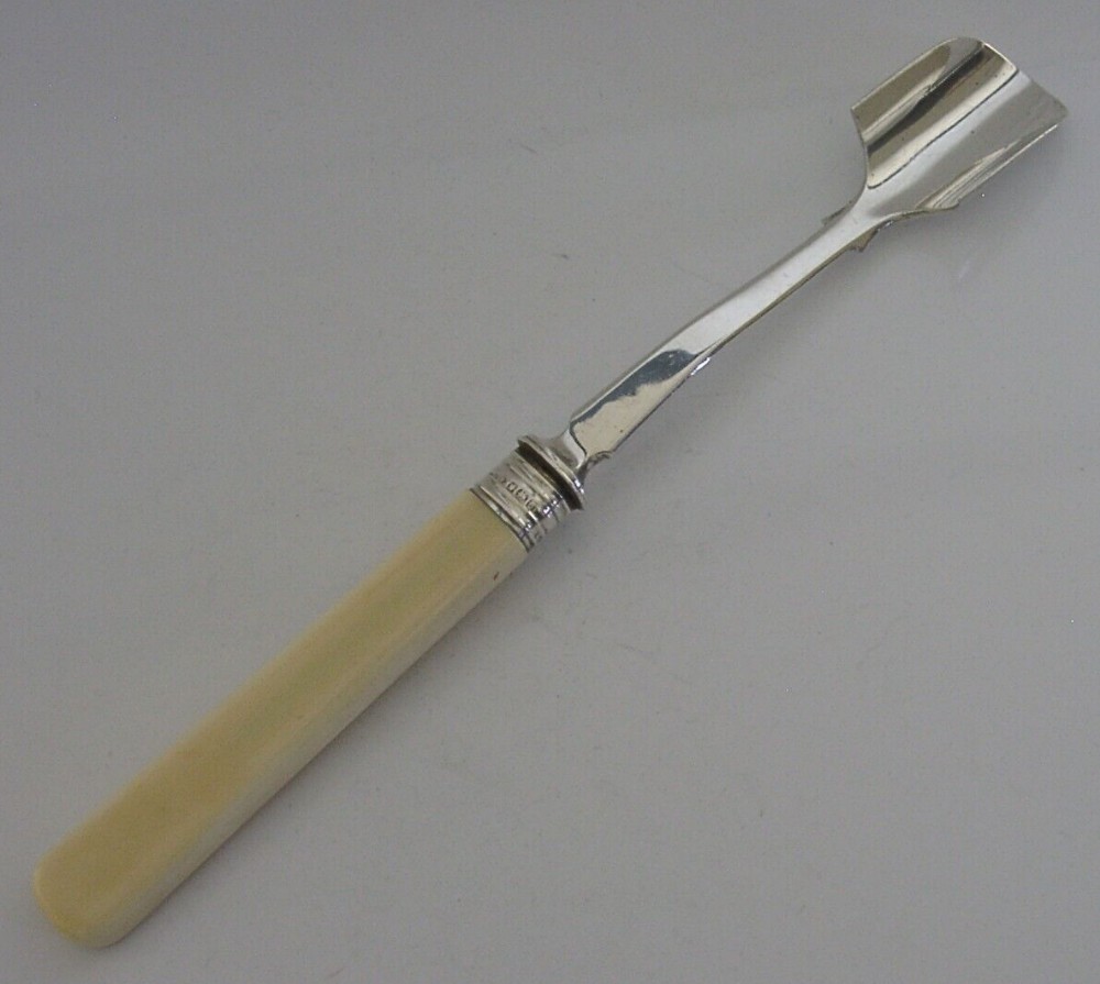 ENGLISH VICTORIAN SOLID STERLING SILVER STILTON CHEESE SCOOP 1883 ANTIQUE