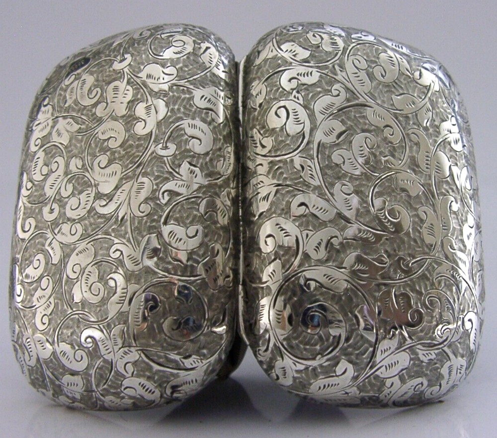 BEAUTIFUL ENGLISH VICTORIAN SOLID STERLING SILVER PURSE 1885 ANTIQUE 40g