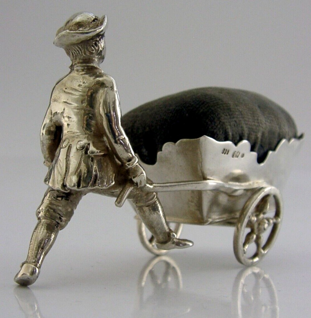 VERY RARE ANTIQUE SOLID SILVER PIN CUSHION c1900 NEEDLEWORK SEWING SUPERB 84g