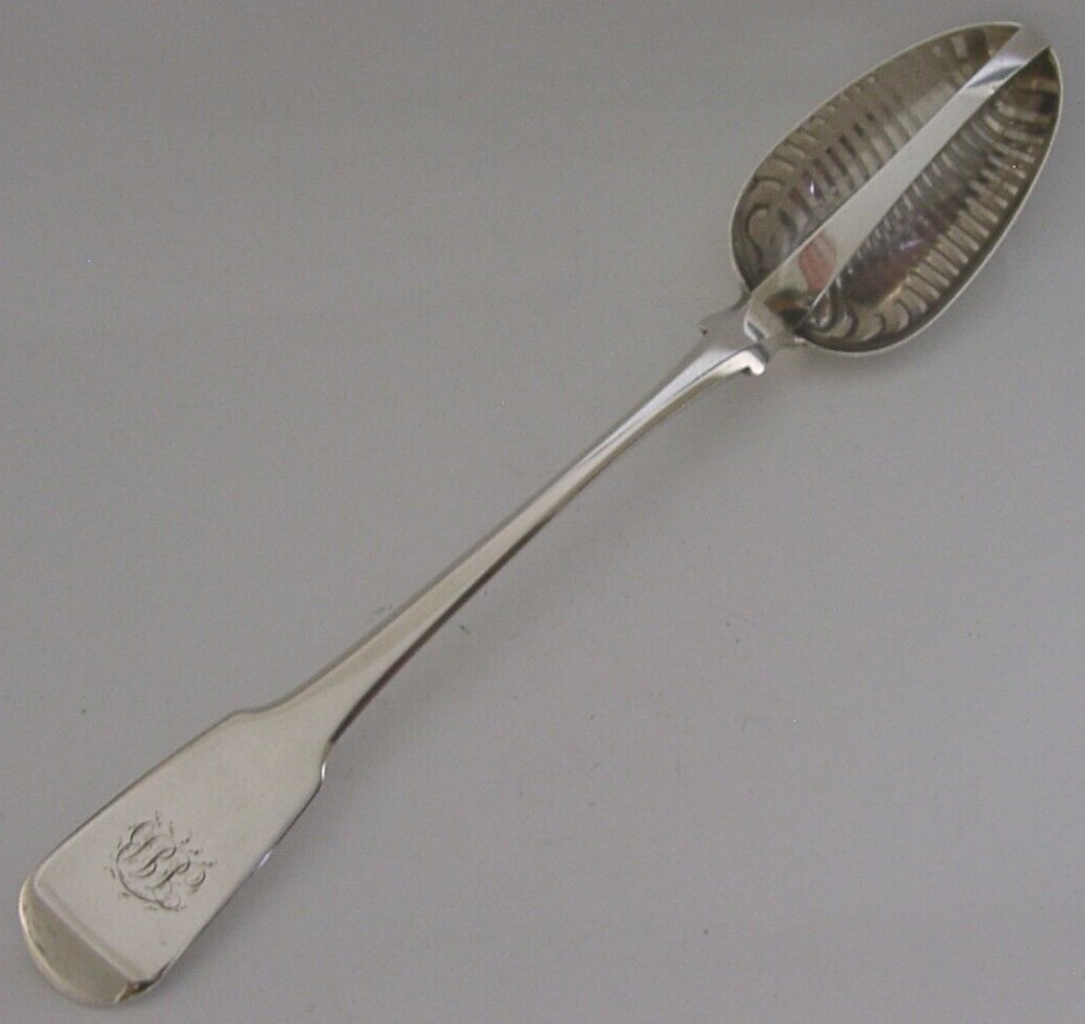 RARE GEORGIAN STERLING SILVER SERVING BASTING STRAINER SPOON 1805 ANTIQUE 154g