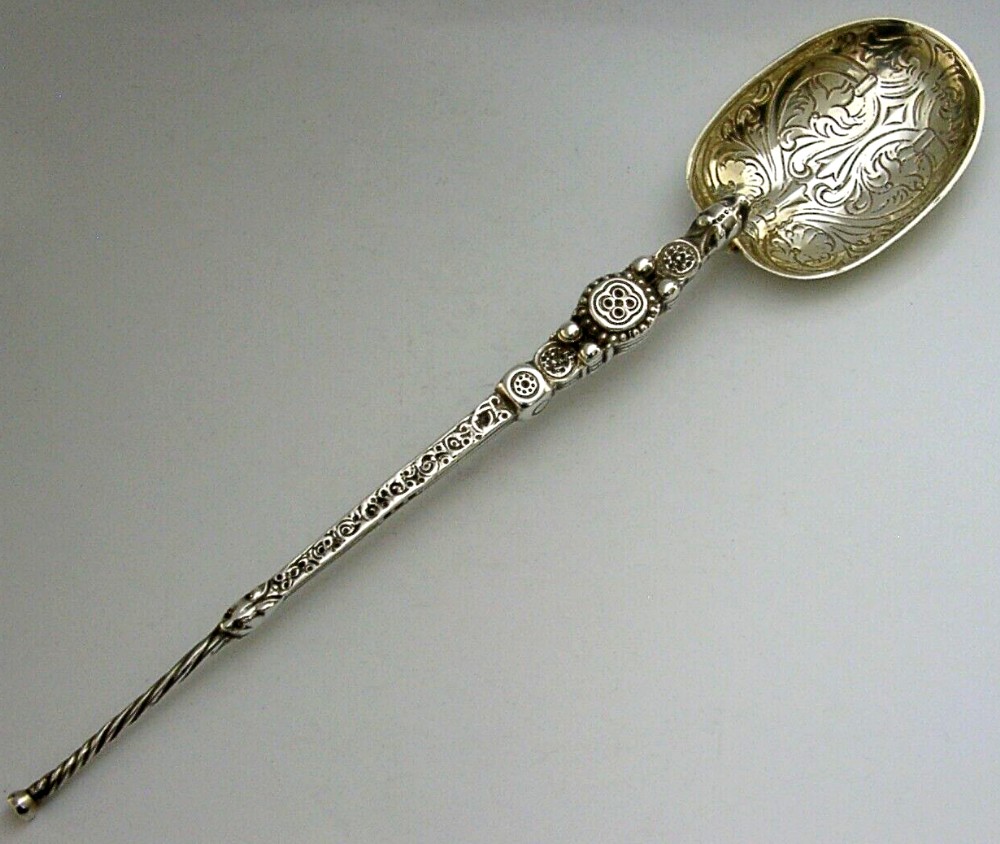 HUGE GEORGE V STERLING SILVER CORONATION ANOINTING BAPTISM SPOON 1910 ROYALTY