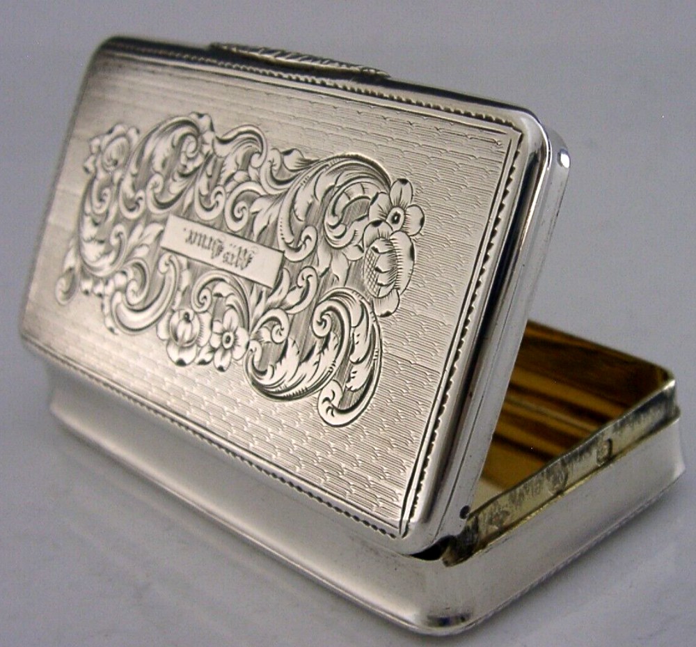 BRUCE FAMILY RARE FRENCH STERLING SILVER SNUFF BOX c1889 DUTCH IMPORT 58g