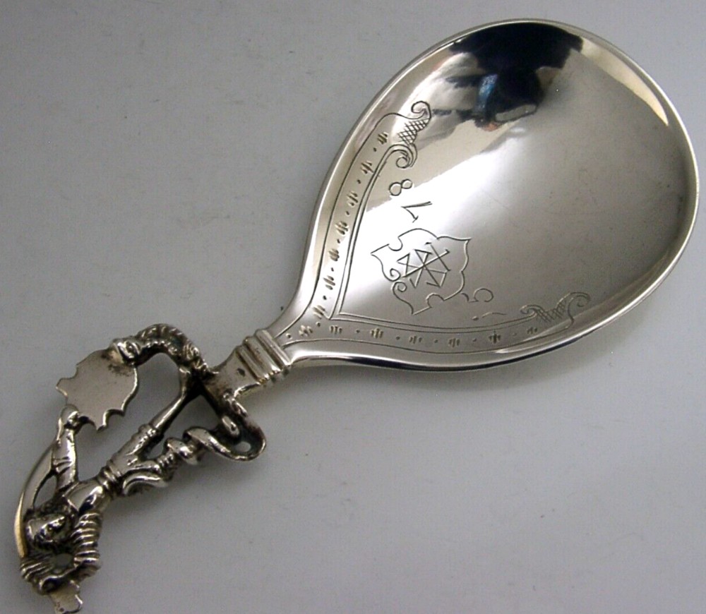 NORWEGIAN SOLID SILVER BAPTISM SPOON c1900 MARIUS HAMMER NORWAY ANTIQUE