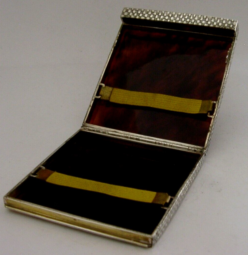BEAUTIFUL STERLING SILVER FAUX TORTOISESHELL FLIP CIGARETTE CASE c1920 ANTIQUE