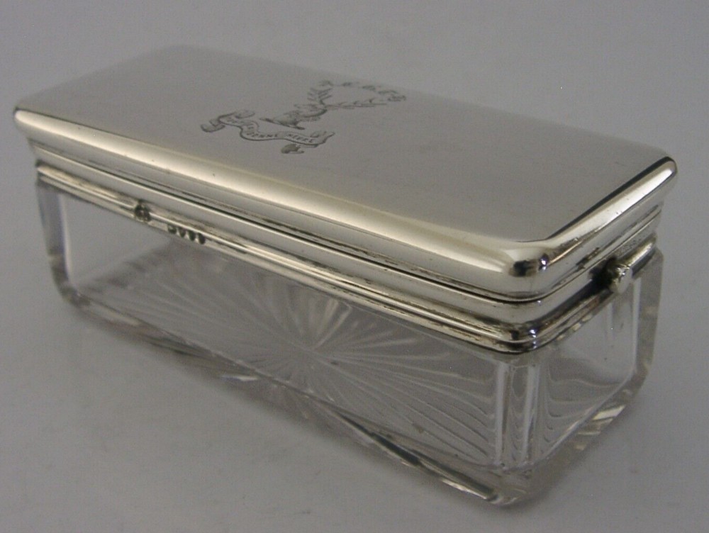 VICTORIAN STERLING SILVER HICKS FAMILY CRESTED TRAVELLING INKWELL POT 1883