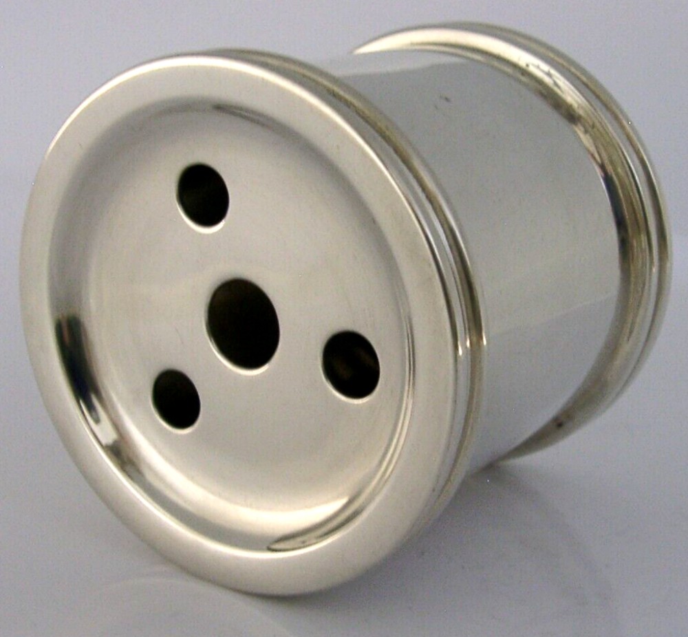MINT HEAVY 204g SOLID STERLING SILVER DRUM INKWELL COMYNS 1920 DESK ANTIQUE