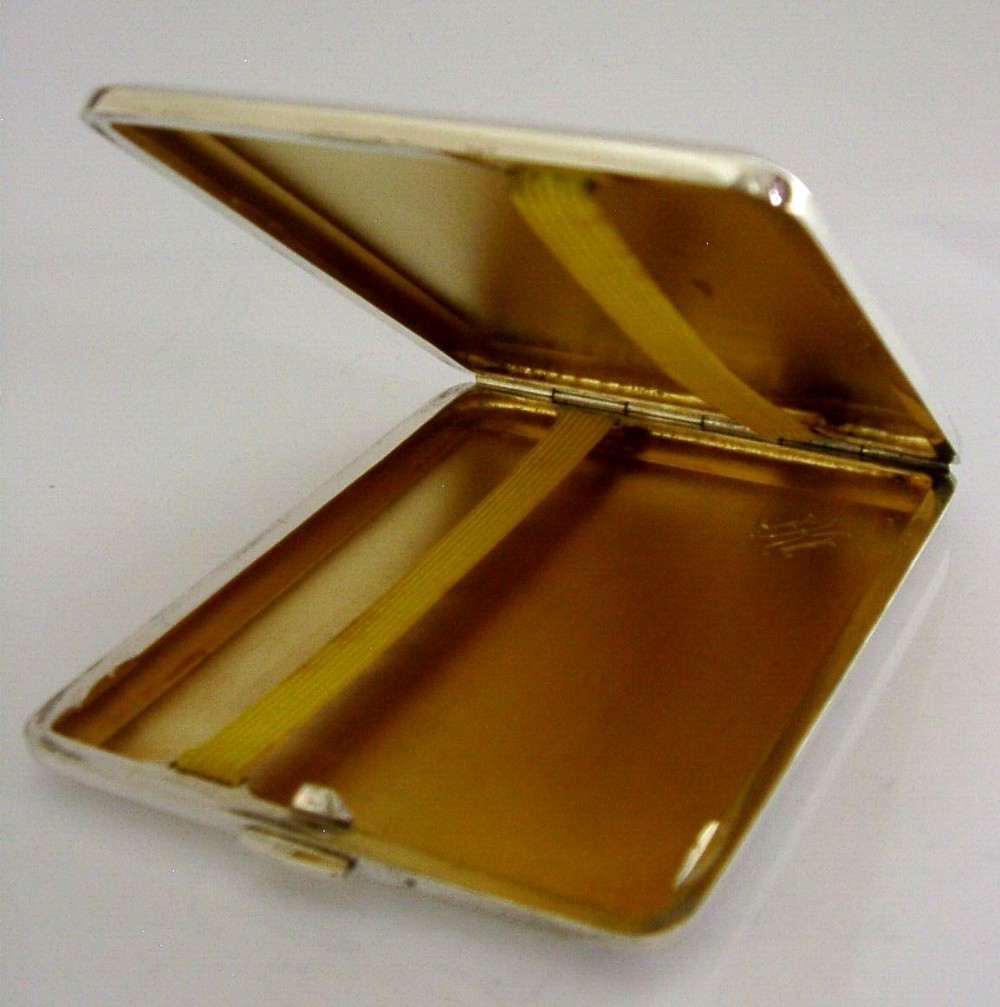 CZECHOSLOVAKIAN SOLID SILVER CIGARETTE CASE ? c1940 ART DECO 146g