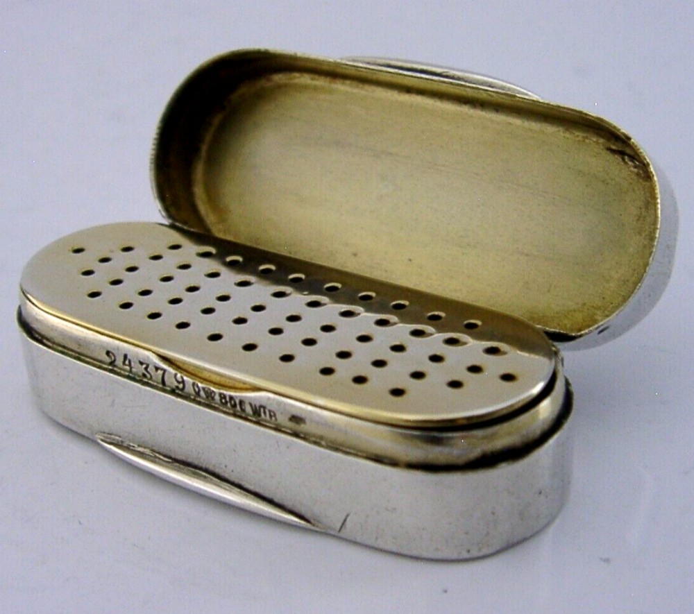 QUALITY GERMAN EXPORT SOLID SILVER VINAIGRETTE BOX c1901 ANTIQUE