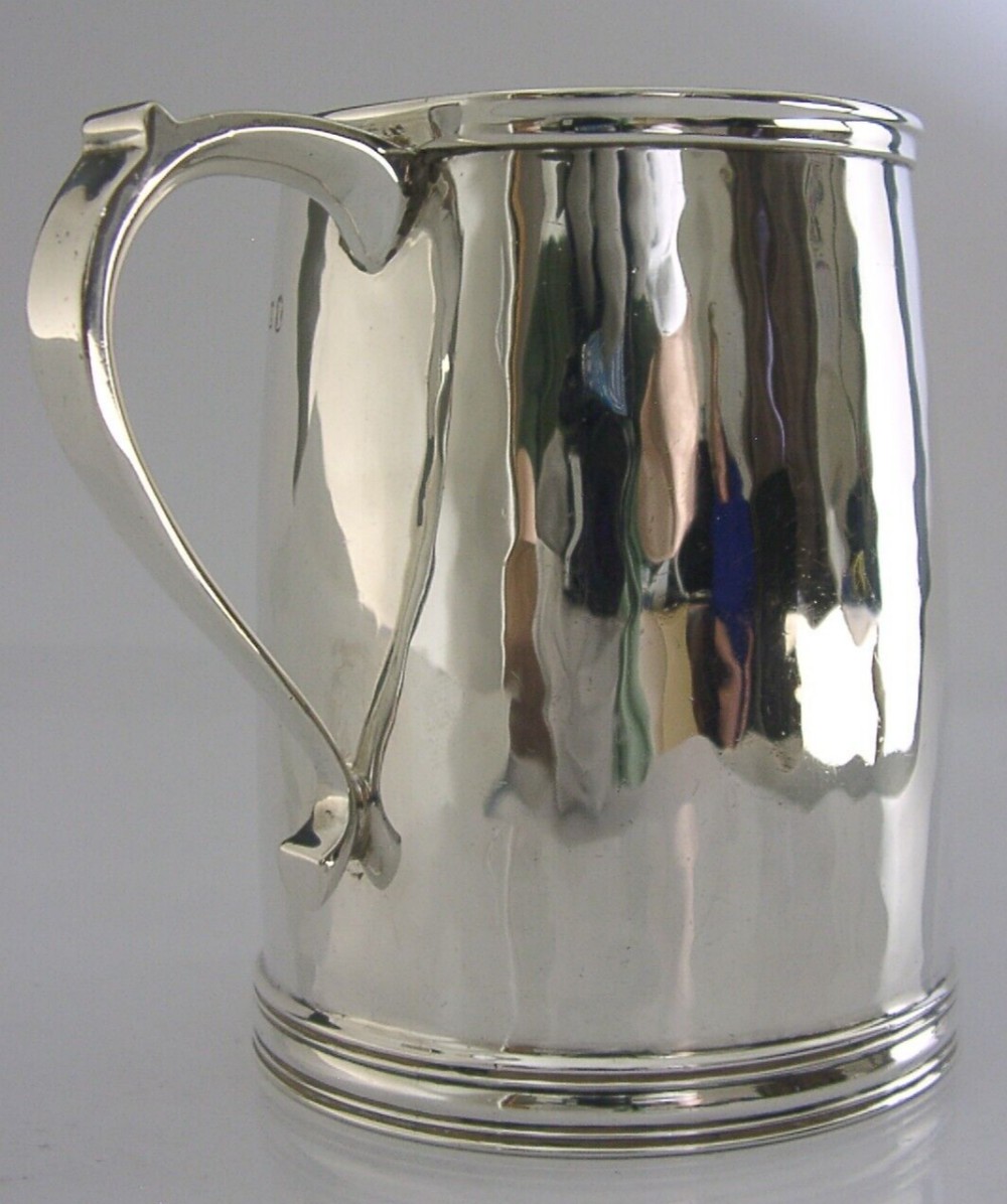 ARTS & CRAFTS STERLING SILVER HALF PINT TANKARD MUG CUP 1935 ANTIQUE 208g