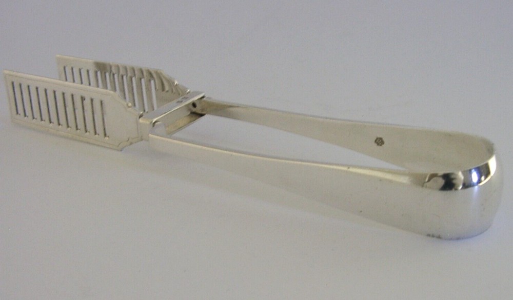 HEAVY STERLING SILVER ASPARAGUS SANDWICH SERVING TONGS 1905 ANTIQUE 142g