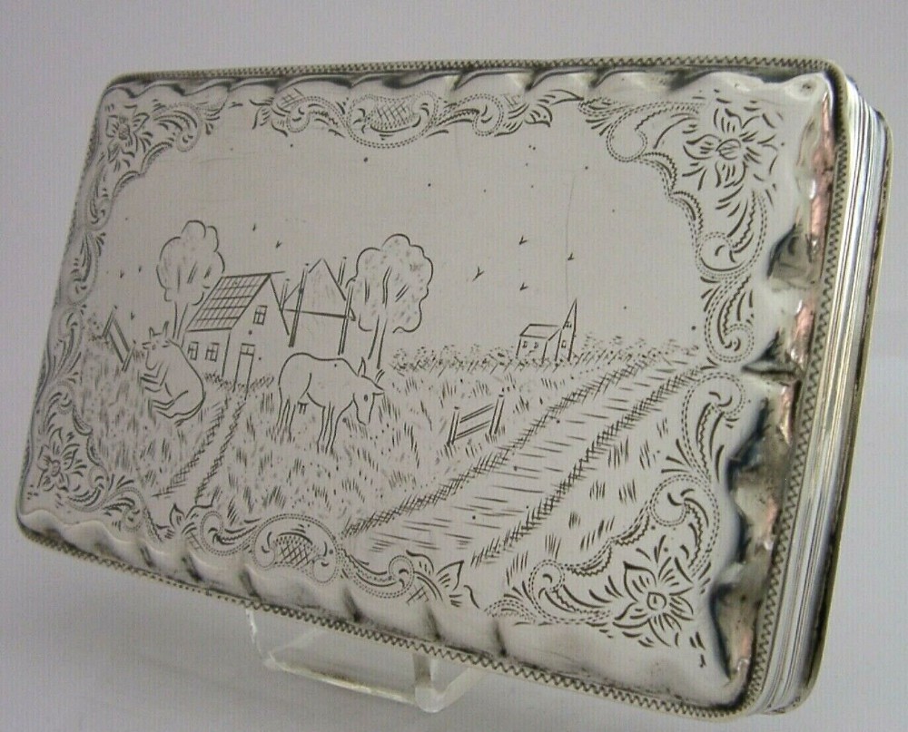 LARGE SOLID SILVER TABLE TOBACCO CIGAR BOX 1929 STRATFORD HOSPITAL ANTIQUE 148g