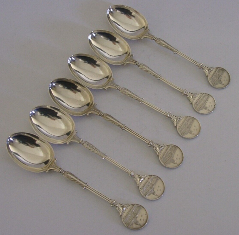 RARE SET of 6 STERLING SILVER BLOEMFONTEIN SOUTH AFRICA SPOONS 1903-05 ANTIQUE