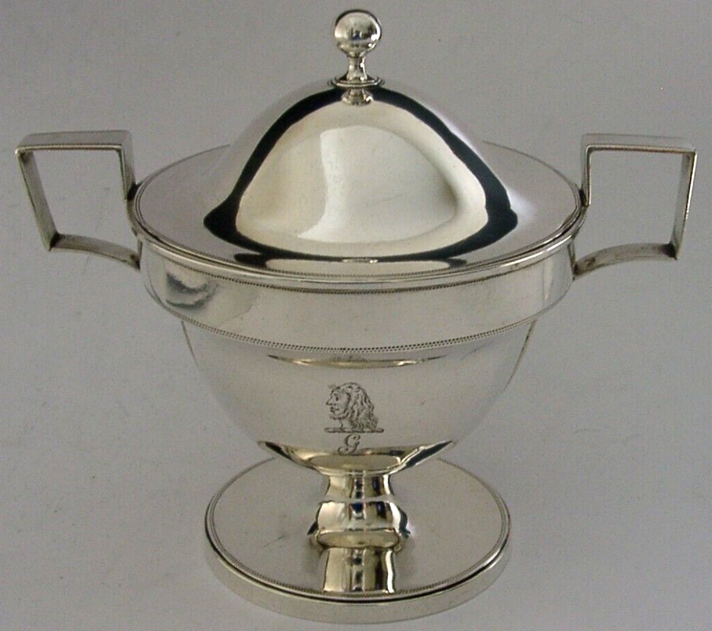 RARE GEORGIAN STERLING SILVER BOWL & COVER BATEMAN ANTIQUE 1796 HERCULES 380g