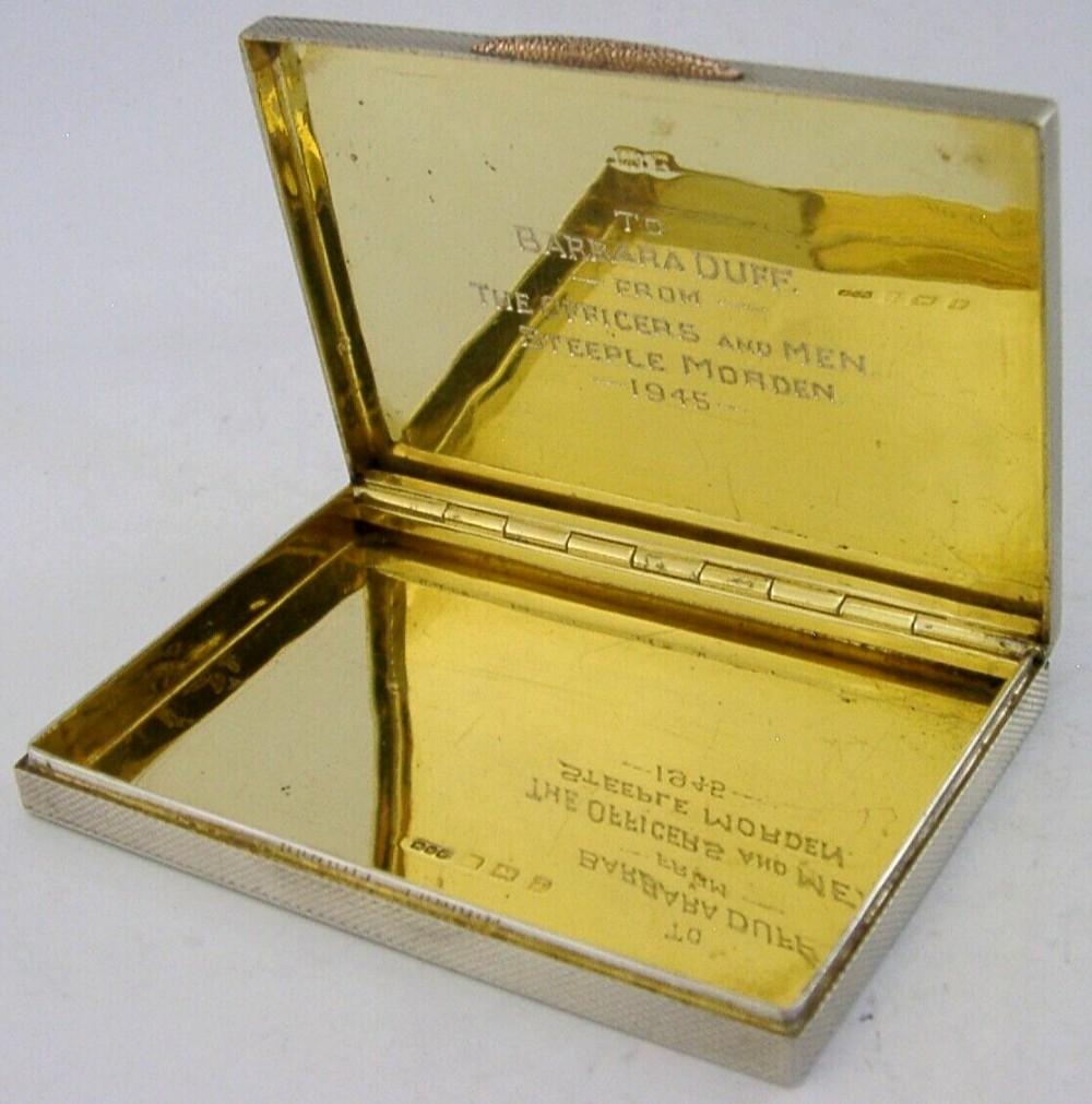 STERLING SILVER & GOLD STEEPLE MORDAN BOX 1944 MILITARY RAF WWII 106g