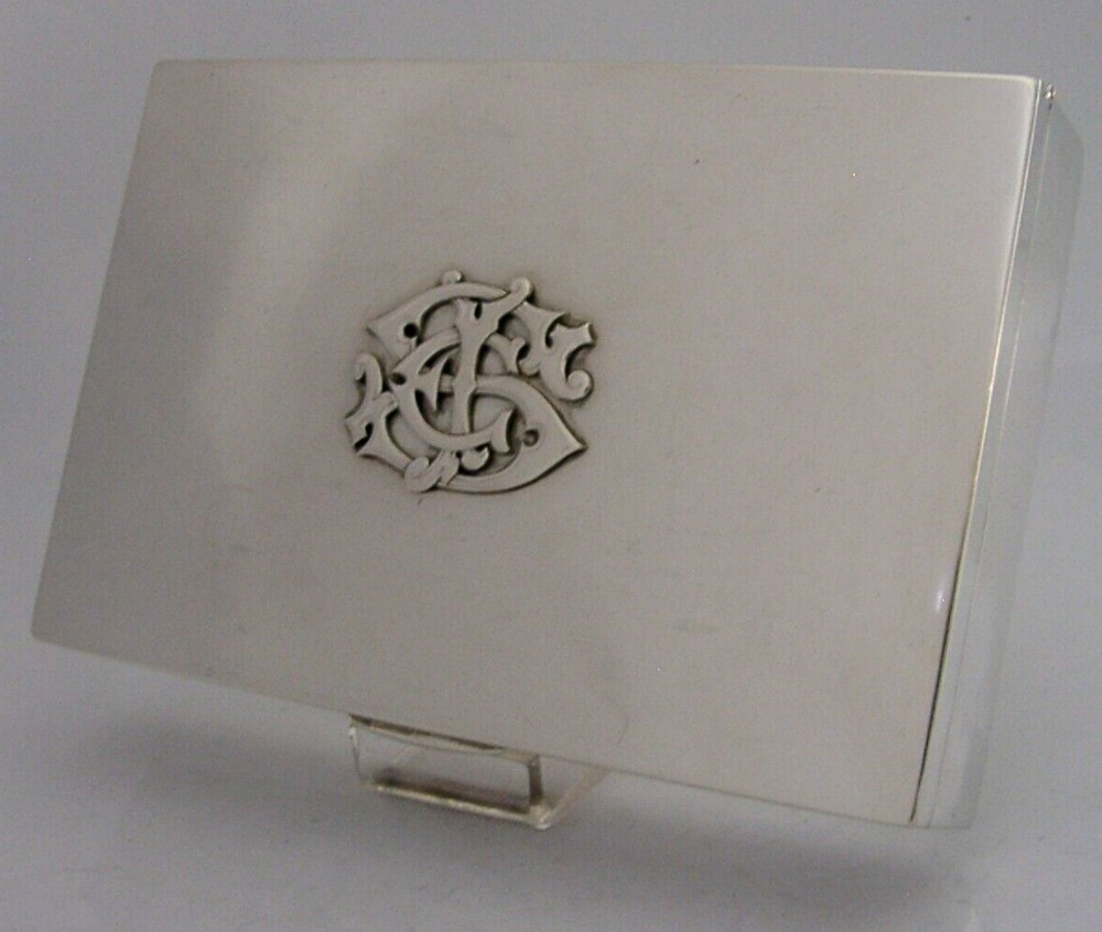 RARE HEAVY VICTORIAN 328g SOLID STERLING SILVER JEWELLERY CIGAR BOX 1881 ANTIQUE