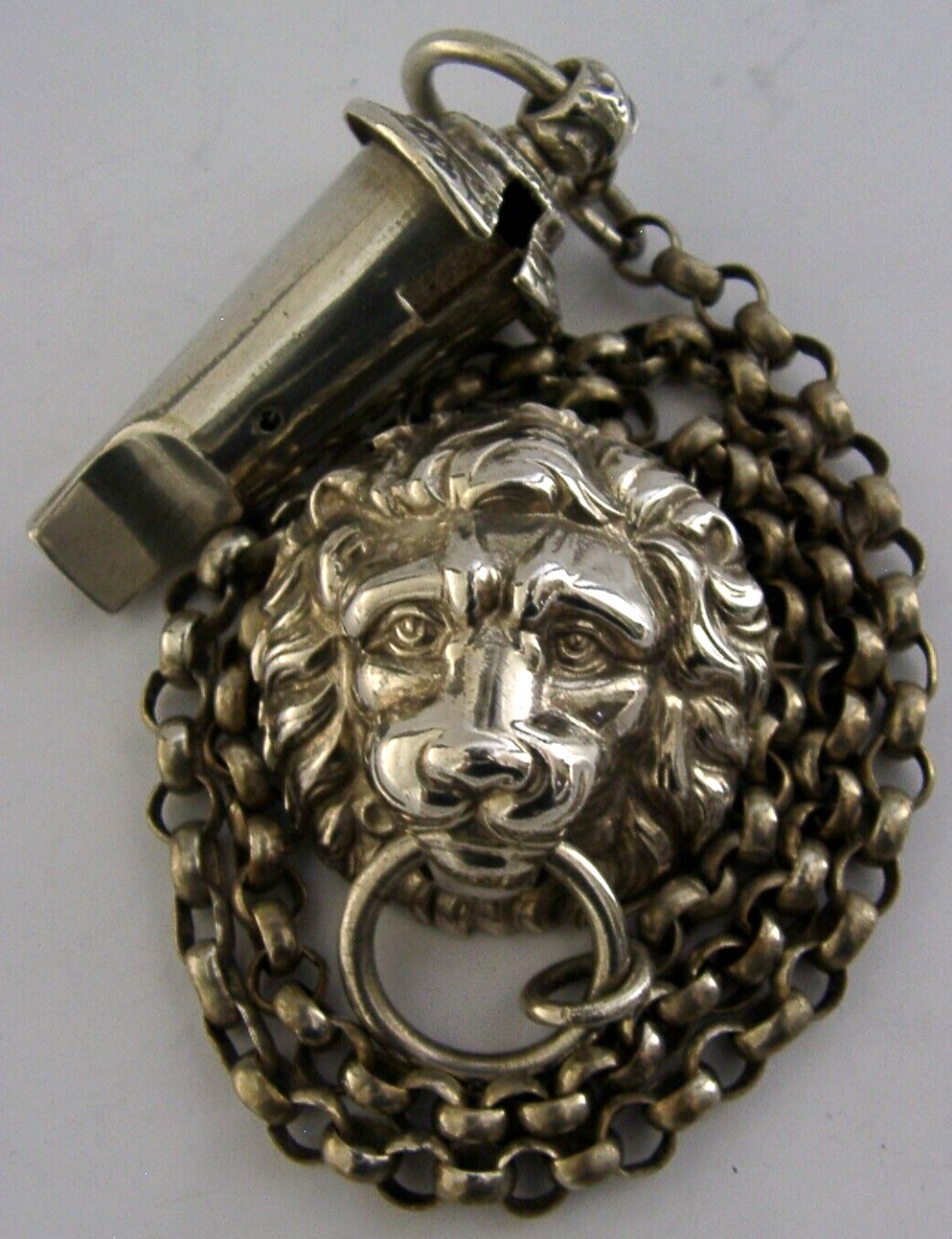 RARE ENGLISH VICTORIAN MILITARY STERLING SILVER WHISTLE 1874 ANTIQUE