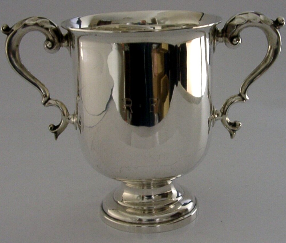 LARGE 232g ENGLISH SOLID STERLING SILVER CUP TANKARD 1913 ANTIQUE ENGRAVED RF
