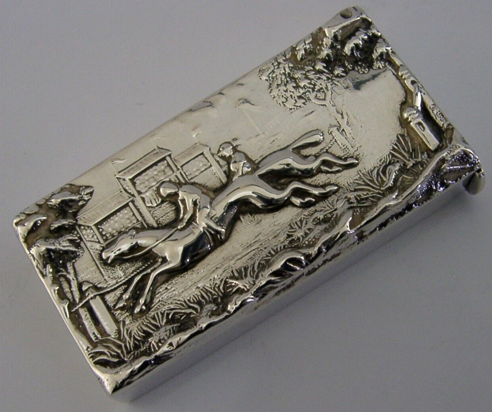 RARE HORSE RACING VESTA CASE ANTIQUE CHESTER 1890 VICTORIAN