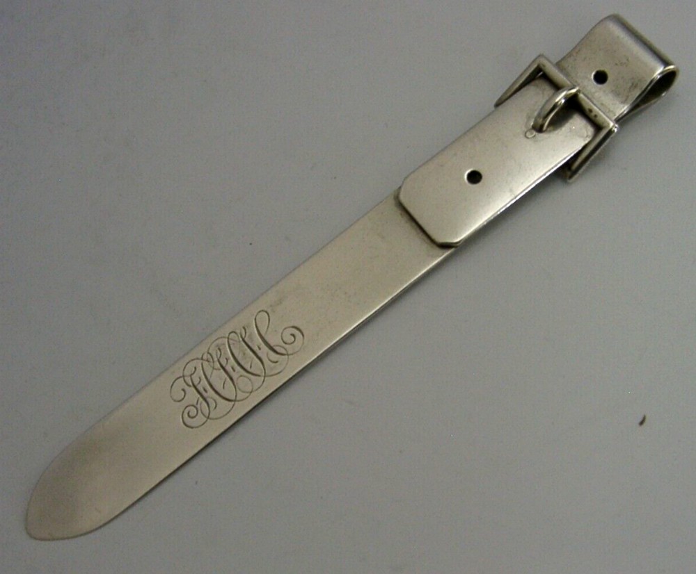 RARE AMERICAN STERLING SILVER BELT BUCKLE BOOKMARK c1890 ANTIQUE 22g