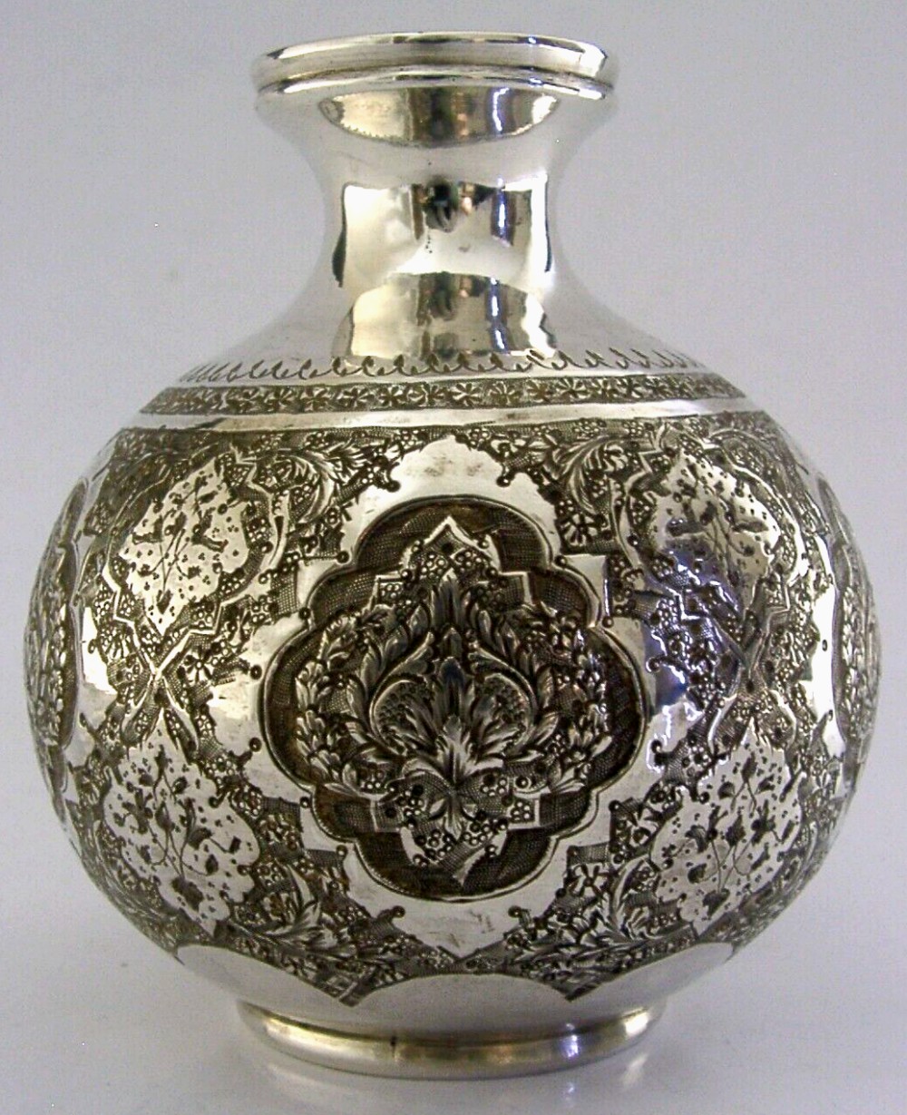 HEAVY 214g BEAUTIFUL EASTERN SOLID SILVER VASE c1940 ANTIQUE