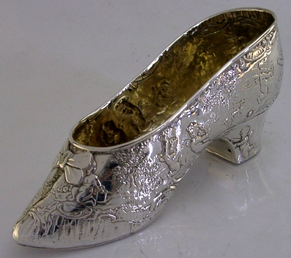 RARE LARGE 82g SILVER SHOE DISH 1895 VICTORIAN ANTIQUE 82g