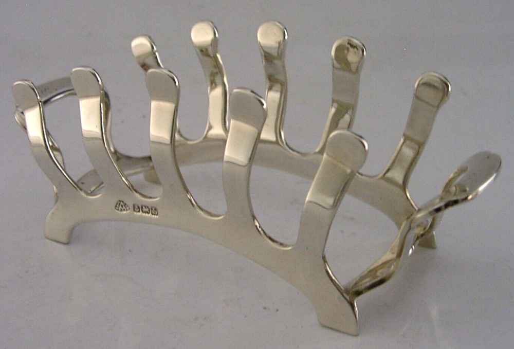 UNUSUAL BACKBONE STERLING SILVER TOAST RACK 1935 ANTIQUE 74g ART DECO