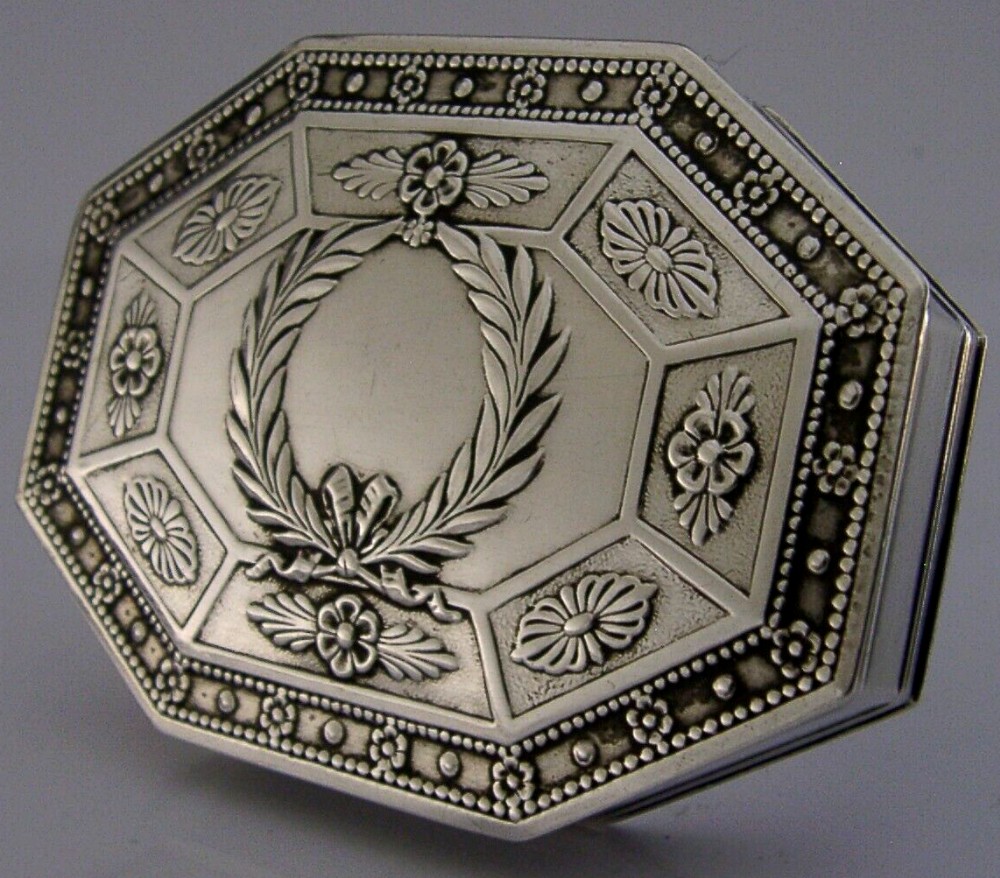 BEAUTIFUL LARGE FRENCH SOLID STERLING SILVER TABLE BOX c1900 ANTIQUE 74g