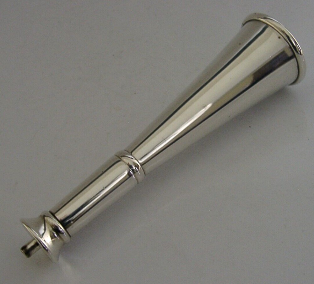 ENGLISH STERLING SILVER TABLE CIGAR LIGHTER FOX HUNTING HORN 1913 ANTIQUE